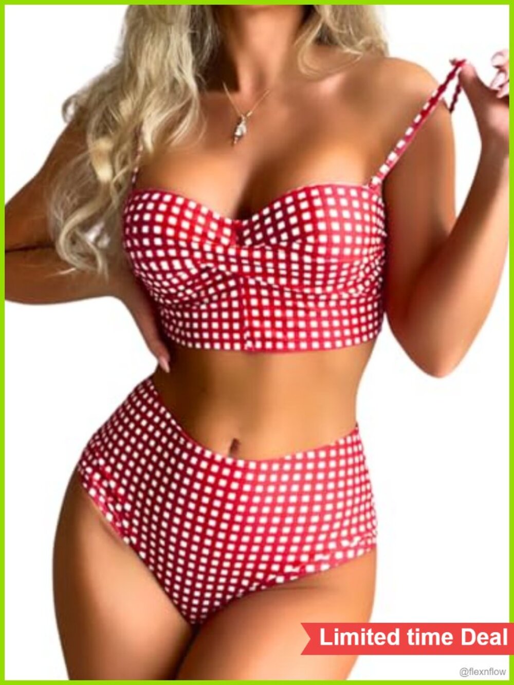 Gingham Bikini Set Underwire Push Up High Waisted Cheeky Swimsuits